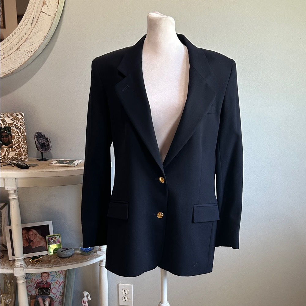 Classic Black Women's Blazer with Gold Buttons
